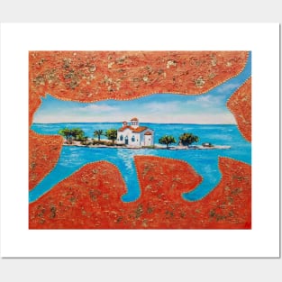 Greek island and cat Posters and Art